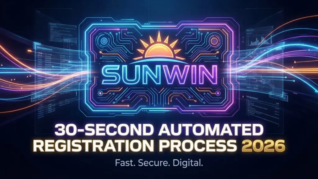 Giao diện trang chủ chính thức của Sunwin với nút "Đăng ký" nổi bật ở góc trên bên phải màn hình.